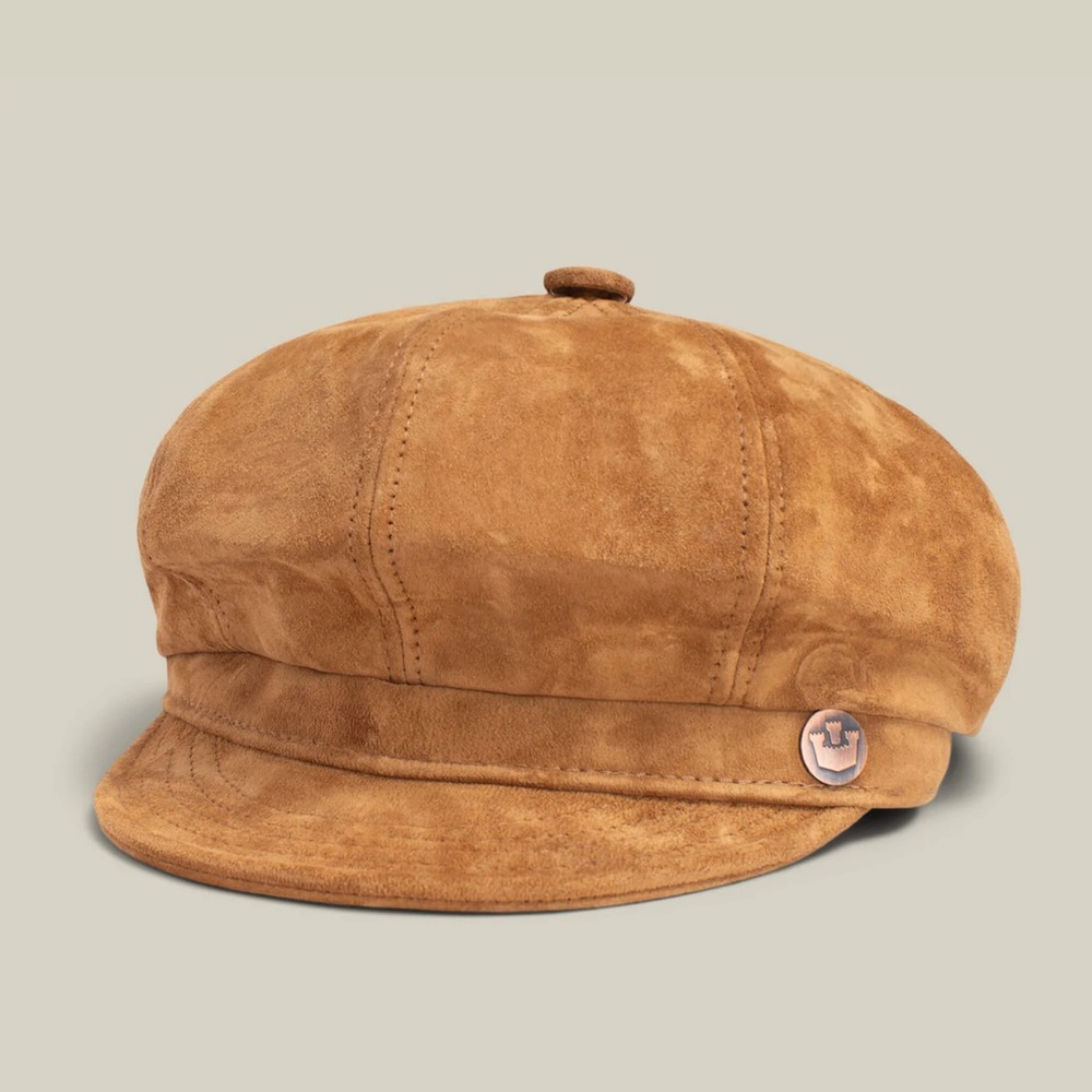 Elegant Brown Suede Newsboy Cap